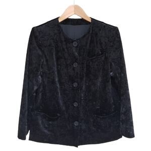 Vintage Blazer Jacket Velvet Collarless